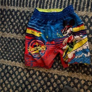 Disney Kids' Blue and Red Mickey Mouse Surf Shorts